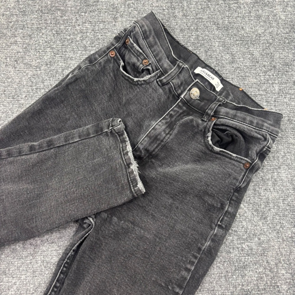 Pull&Bear Jeans Size 4 Black Distressed Raw Hem Slim Fit‎ Denim Womens